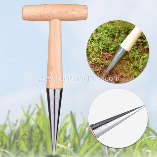 hot sale Stainless Steel and wood bulb planter tool professional seed planter for Planting Seeds & Bulbs